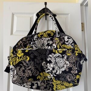 Vera Bradley Black and Yellow Floral Women's Weekender Duffel Bag EC